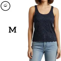 花柄レースタンクトップM　ブラック　総柄　セクシー　インナー　オールシーズン　夏