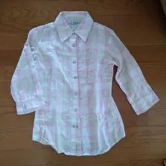 チェックシャツ　ピンク×イエロー系