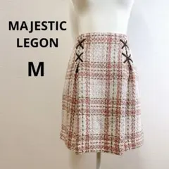 MAJESTIC LEGON ステッチ風ツィードチェックスカート M