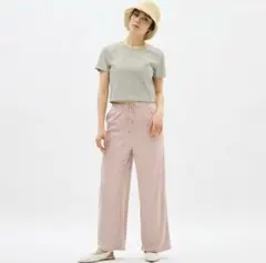 訳あり gu リブプルオンパンツ　丈短め　ピンク　Lサイズ