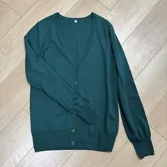 ダークグリーン Vネック カーディガン