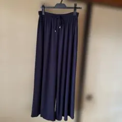 ネイビー ワイドパンツ イージーパンツ ガウチョパンツ