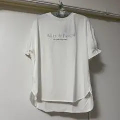 【定価2490円】大人カジュアルな ぷっくりラメプリント お袖ふんわりTシャツ