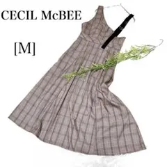 ✨CECILMcBEE✨アシンメトリー　ノースリーブワンピース[M] ブラウン系
