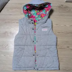 Rodeo Crowns フード付きダウンベスト グレーリバーシブルM