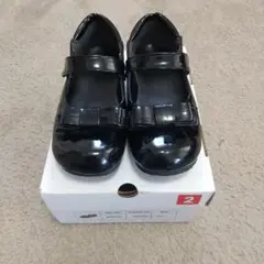 女の子　ブラックリボン付きフォーマルシューズ 　21.0cm