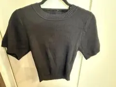 【新品】リブ編み 半袖トップス 黒