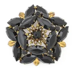 ヴィンテージブローチ 花フラワー 黒色ブラック ゴシック コスチュームジュエリー