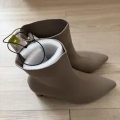 GU ポインテッドニットブース　ベージュ　ショートブーツ　M サイズ