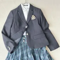 美品✨ポンポネット フォーマルセット 150 卒服 チェック 緑色 3点セット