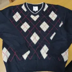 MITSUMINE アーガイル柄　Vネック