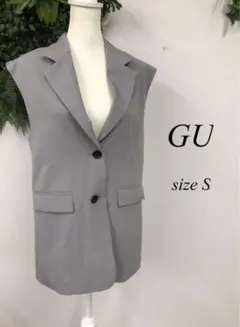 GU　テーラードベスト　ジレ　Ꮪ　グレー　レディース