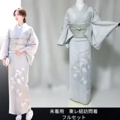特選紋紗小紋着尺【伊勢型紋紗◇月下美人】夏着物・単衣時期 水色 