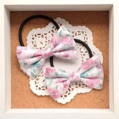 リボンのヘアゴムNo.630　リバティ　シンクオブミー