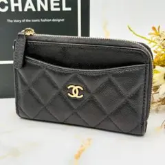 現行◇未使用級◇CHANEL キーリング コインケース 黒 キャビアスキン 