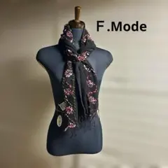 新品Ｆ.Mode花柄刺繍 ストール 黒