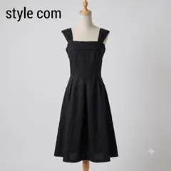 STYLE COM ブラック ノースリーブワンピース スクエアネック 11日本製のサムネイル