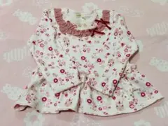 クーラクール 花柄フリルリボン長袖トップス 90cm