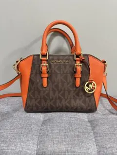 最終値下げ　マイケルコース ショルダーバッグ　総柄　2way オレンジ　マルチ