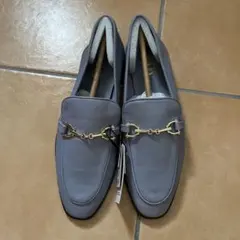 ZARA ブルーグレー レザー ローファー39