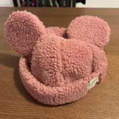 ミッキー耳付きボアキャップ ピンク