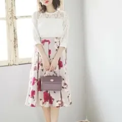 GRL グログラン花柄フレアスカート