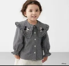 ミッキー・ミニー刺繍チェック長袖シャツ 120cm