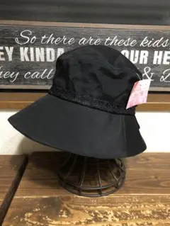 未使用タグ付き　レディース　ハット　黒