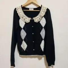 ロディスポット　カーディガン　アーガイル　襟付き