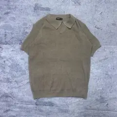 半袖 ポロニット サマーニット 베이지 레트로 ミニマル トラッド プレッピー
