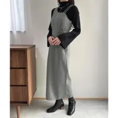 JUNOAH ヘリンボーンキャミワンピース　グレー　Mサイズ