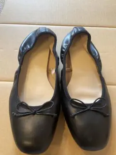 黒 リボン付きバレエシューズ GU