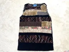 ９０S パッチワーク異素材ベスト