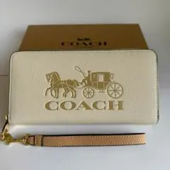 コーチ 長財布 C3548 レザー ホワイト ストラップ付