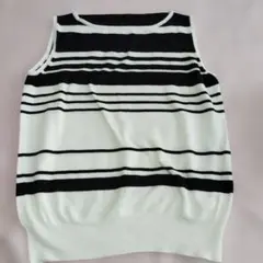 白黒ストライプ ノースリーブ Lサイズ