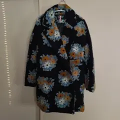 チェスター風コート☆花柄 黒 青 オレンジ
