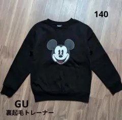 GU KIDS 裏起毛 トレーナー Disney ミッキー 黒 140cm