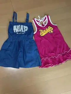 ANAP デニムサロペットとピンクワンピースセット