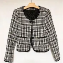 ノーカラージャケット ツイードジャケット