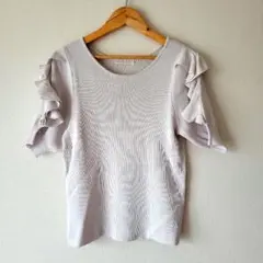 PROPORTION BODY DRESSING ラッフルスリーブニット グレー