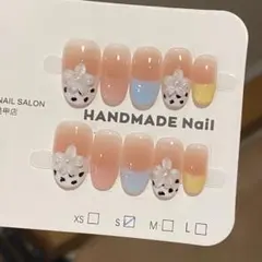 ハンドメイドネイルチップ ピンク水色　可愛い　花柄　フラワー