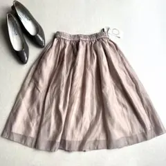 タグ付き　Techichi テチチ　オーガンジータックギャザースカート　モカ　M