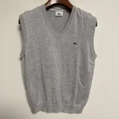 LACOSTE Vネック ニットベスト グレー サイズ5
