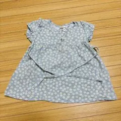 バースデイ　ベビー　ワンピース　mamaraku　ママラク　水色　白　花柄　80