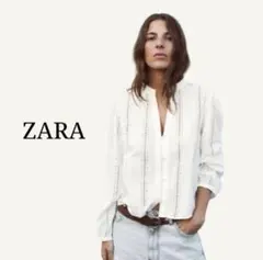 【未使用】ZARA カットワークエンブロイダリー ブラウス　S