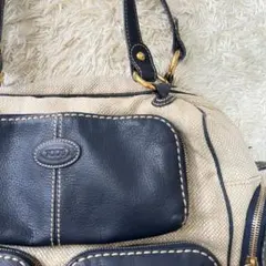 美品 TOD’S トッズ ハンドバッグ ベージュ ネイビー