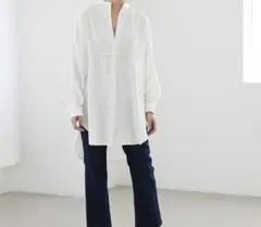 ホワイト シフォン シャツ 長袖