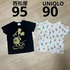 UNIQLO ディズニーTシャツ 2枚セットミッキー 95モンスターズインク90