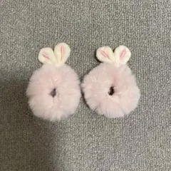 ウサギ耳付きファー風ヘアゴムセット