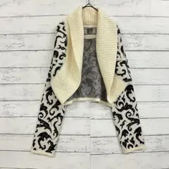 伊太利屋 ニットショールカーデ 大人上品 体型カバー 秋冬 高見え アニマル柄